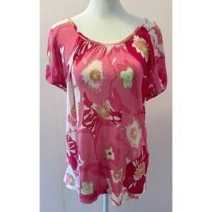 Lilly Pulitzer Cotton Lightweight Floral Shortsleeve Knit Sweater Size XS